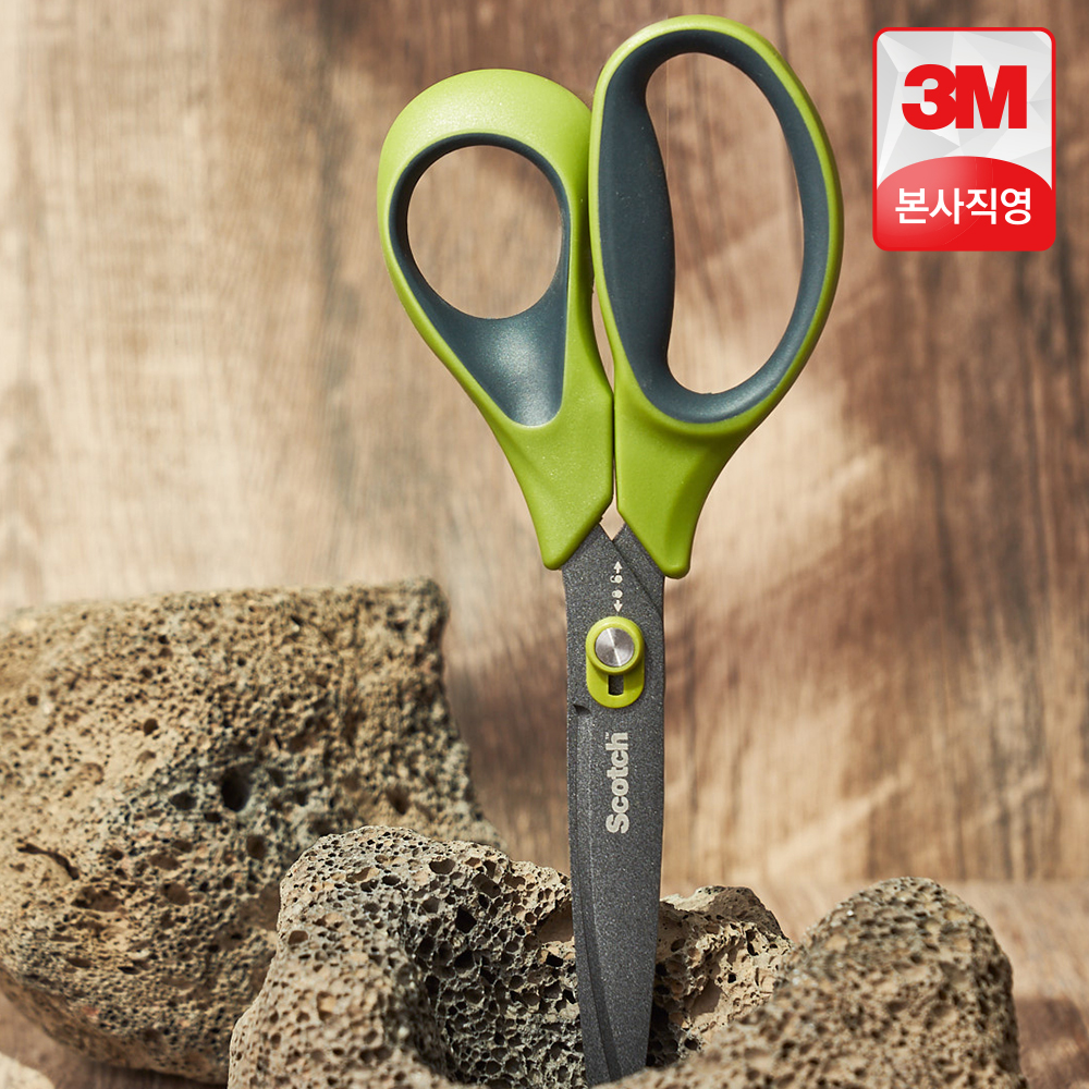 3M 스카치 논스틱 언박싱 가위 그린 택배박스 분리수거 칼가위 가정용