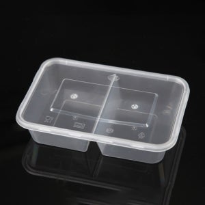 내열용기 반찬 사각도시락 SZ-L500-2칸 300개입 PP 몸통+뚜껑 500ml