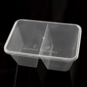 내열용기 반찬 사각도시락 T-1000D(2칸) 500개입 PP 몸통+뚜껑 1000ml