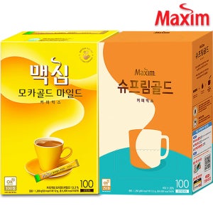 맥심 커피믹스 2종 세트 모카골드 100T 슈프림골드 100T 인스턴트믹스커피