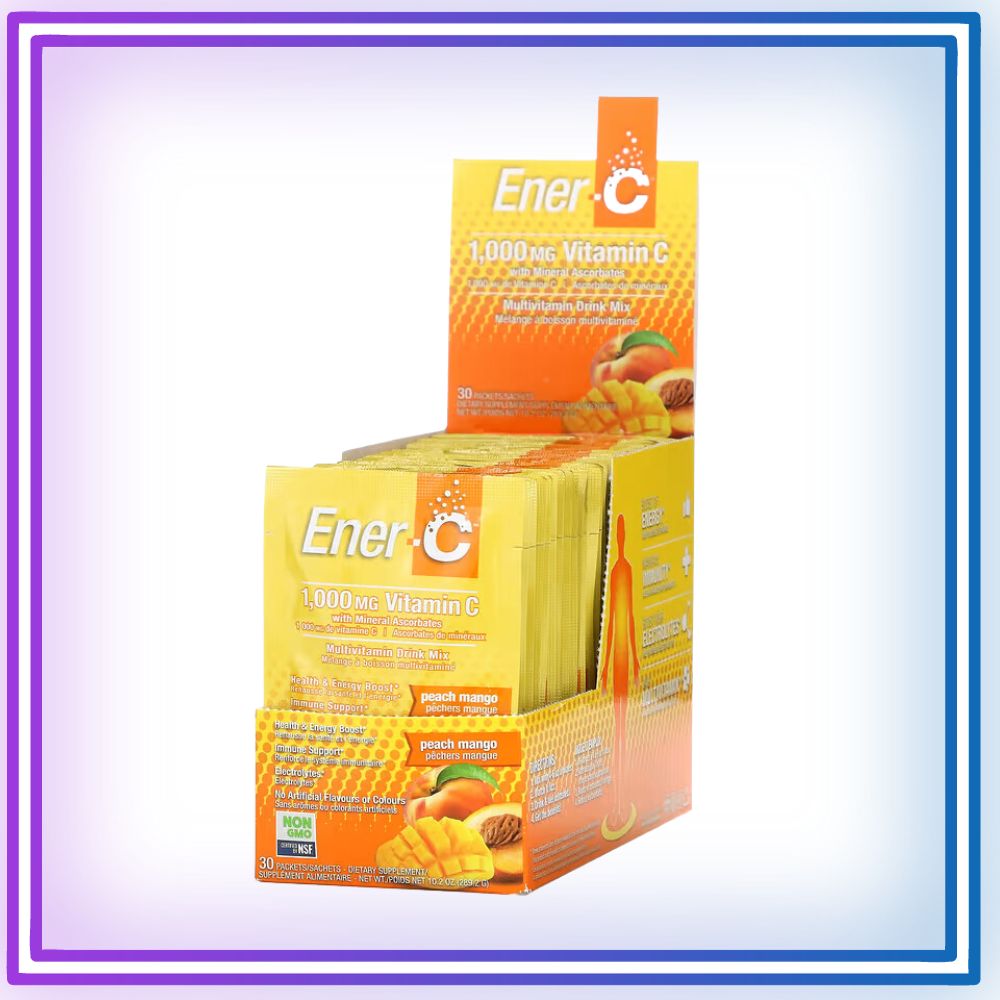 에너C 멀티 발포 <b>비타민</b> <b>1000mg</b> 파우더 <b>피치 망고</b> 30포