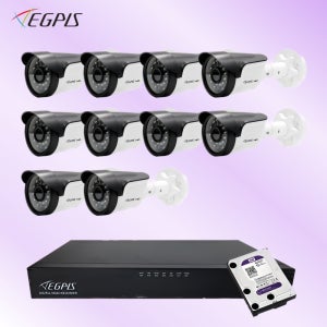 이지피스 210만화소 실외용카메라 10개 16채널 녹화기 방범용 매장용 CCTV 세트