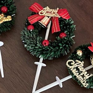 케이크 장식 크리스마스 성탄리스 픽 토퍼 레드리스 5개