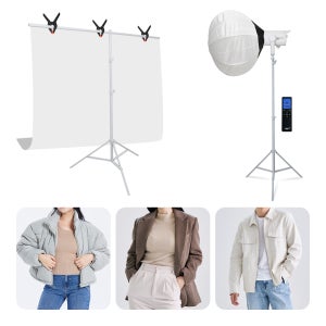 제품사진 촬영장비 젬볼 디퓨져 배경천 거치대 썬빔프로150w 세트