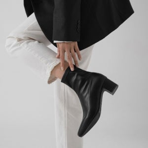 호픈 스판 앵클 삭스부츠 기모 여자 겨울신발 레더 5cm