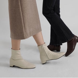 호픈 스판 앵클 삭스부츠 기모 여자 겨울신발 레더 3cm