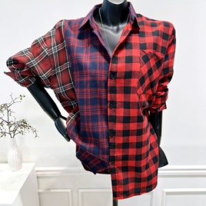 [VIVA] 23W 믹스 레드체크 루즈 패턴남방