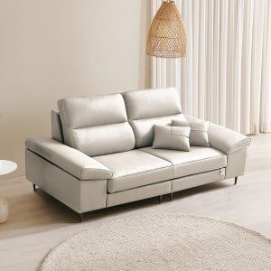 쉐우드가구 디바인 이태리 천연통가죽 소파 라이트그레이, 3인용