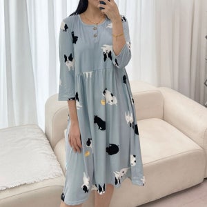 원피스잠옷 겨울 잠옷 여성 홈웨어 이지웨어 피치기모 원피스 5종 빅사이즈