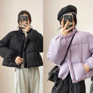 보세 루즈핏 여성 숏패딩 스트링 겨울 크롭 패딩 점퍼