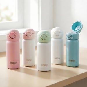 누비 스텐 원터치 물병 300ml 텀블러 아기빨대컵 어린이집 유치원 준비물 1+1