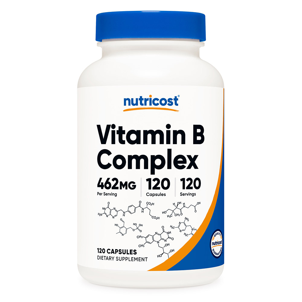 <b>뉴트리코스트</b> 비타민B 컴플렉스 콤플렉스 462mg 120캡슐 4개월분 (비오틴, 엽산, 비타민C 등 10종)