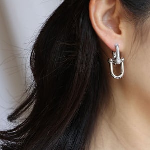 라퐁텐 라크 볼드한 링크 체인 은침 드롭 원터치 귀걸이