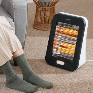 HAAN 작지만따뜻한 2단 석영관히터 800W/발난로 탁상용히터 전기스토브 캠핑히터 책상난로 가정용히터