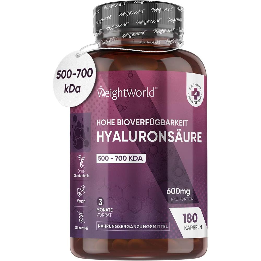 WeightWorld Hyaluronic Acid Capsules 독일 <b>웨이트월드</b> 히알루론산 600mg 180베지캡슐