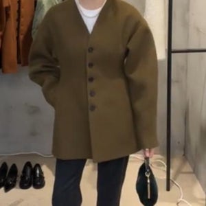 (브라운s당일)헬더 벌룬 이중지 울 자켓 러인 코트 겨울 도톰
