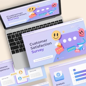 고객 서비스 만족도 조사 파워포인트 PPT 템플릿 (비즈니스, 설문조사, 평점, 리뷰, 분석, 평가, 벤치마킹, 시장조사, 제안서, 보고서)