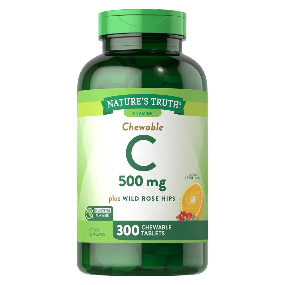 네이쳐스 <b>트루</b> 비타민 C Chewable Tablet 500mg + Wild 로즈힙 (300 개)
