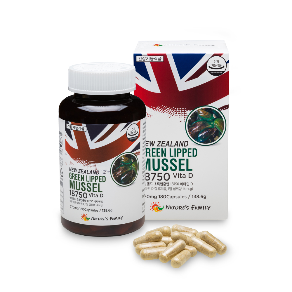 (<b>네이처스패밀리</b>) 초록입홍합 18750비타+770mg 180캡[직수입]