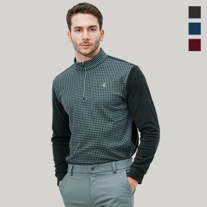 김영주골프 남성 파크골프웨어 마이크로 극세사 기모 집업 티셔츠 K8WMSH1831