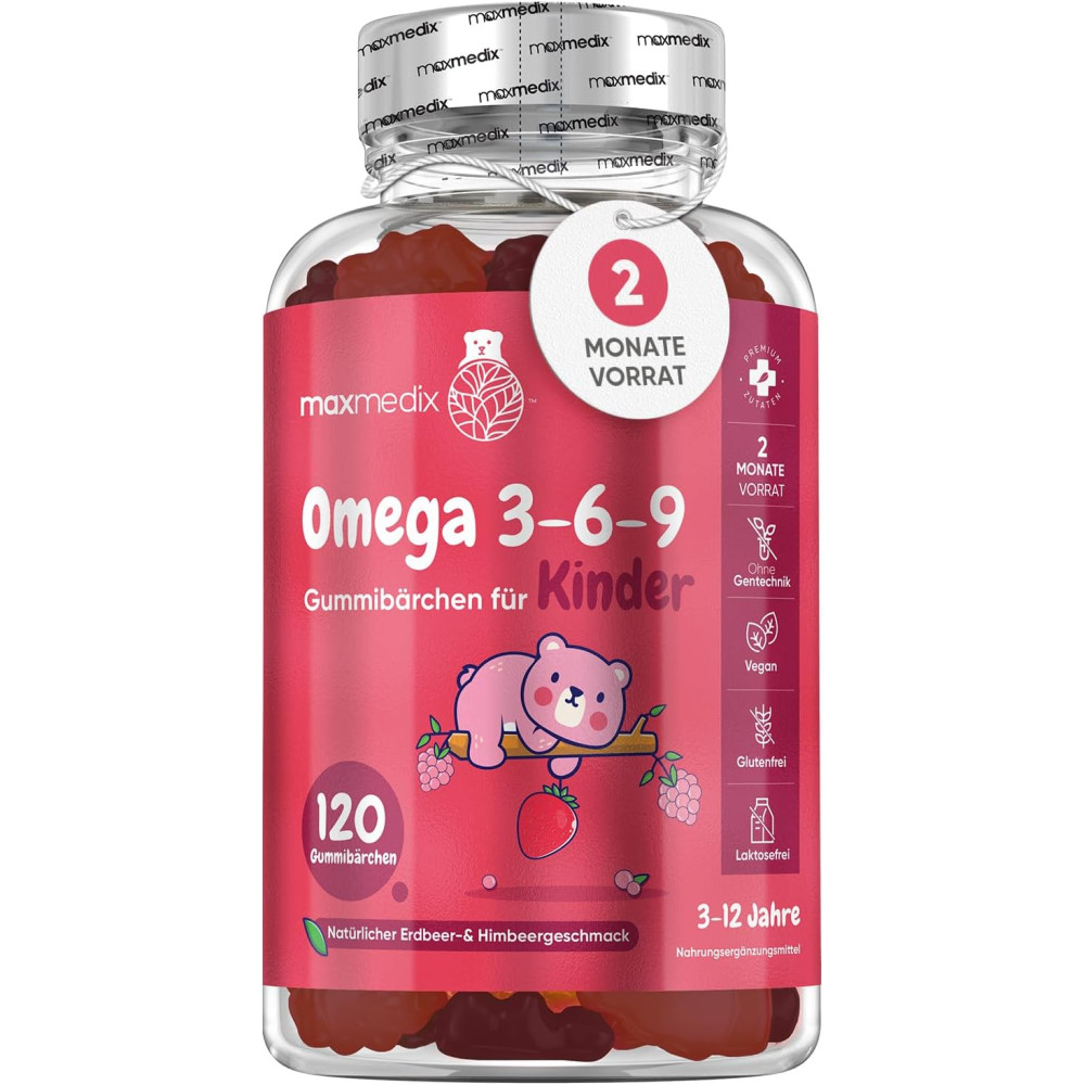 맥스메딕스 <b>키즈</b><b>오메가3</b> 6 9 젤리 구미 베어 <b>120개</b> <b>오메가 3</b> 비건 딸기 라즈베리 맛