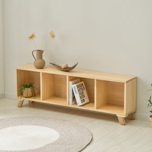 콜리 오픈 원목 거실 낮은 가로 책장 1단