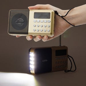 효도라디오 휴대용 FM 등산 충전식 소형라디오+LED 손전등