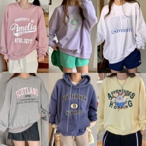 여성 맨투맨 빅사이즈 오버핏 양 기모 롱 박스티 면 긴팔 티셔츠 데일리룩 봄