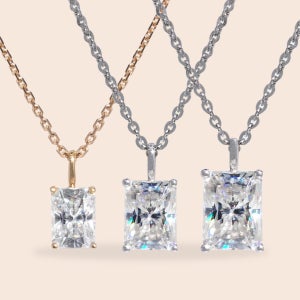 모이사나이트 사각 펜던트 래디언트컷 목걸이 1캐럿 2캐럿 3캐럿 14k 18k