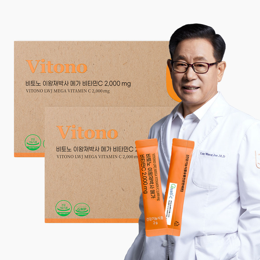 비토노 이왕재박사 <b>메가</b> 비타민C 2000mg 고함량 영국산 분말 비타민씨 90포, 2개