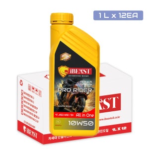 아이비스트 프로라이더 10W50 4T MA2 오토바이오일 5기유 엔진코팅제 함유 1L X 12EA 1BOX