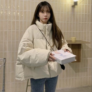 여성 숏패딩 사파리 하이넥 하프 패딩 점퍼 캐주얼 데일리 겨울코디