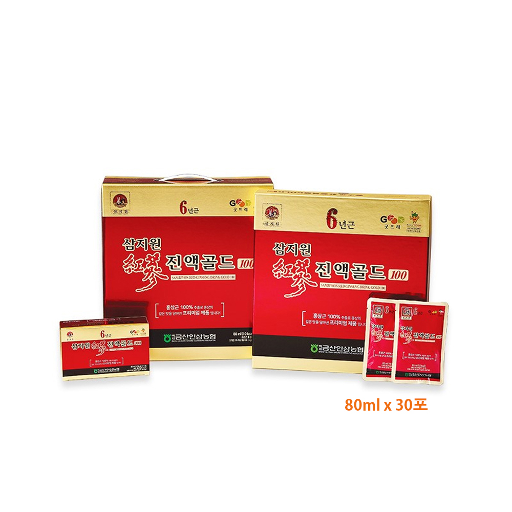 삼지원홍삼 6년근 홍삼진액<b>골드</b>100 <b>80ml</b> 30포 금산인삼 진세노사이드 고려홍삼