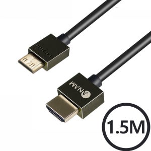 아남 미니 HDMI 슬림 케이블 4K UHD 갤럭시북 맥북 캠코더 카메라 영상연결 1.5M