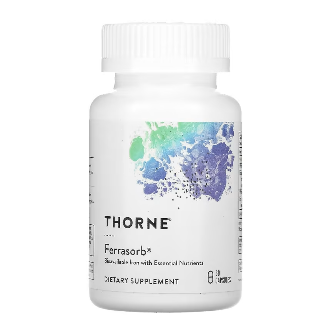 Thorne, <b>Ferrasorb</b>, 보조 인자 함유 철분, 캡슐 60정