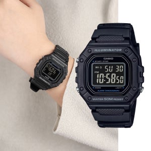 백화점AS가능 카시오 학생 군인 스퀘어 전자시계 W-218H-1BVDF 지코스모제품