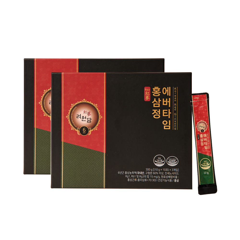 <b>려원담 면역력</b> 피로개선 6년근 홍삼정 에버타임 30p x 2개 (쇼핑백 증정)