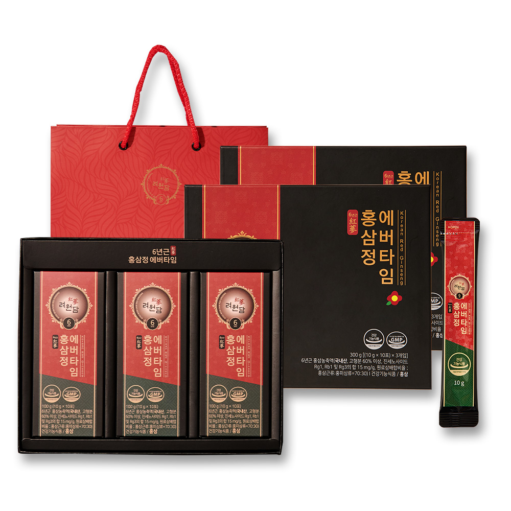 <b>려원담 면역력</b> 피로개선 6년근 홍삼정 에버타임 30p x 2개 (쇼핑백 증정)