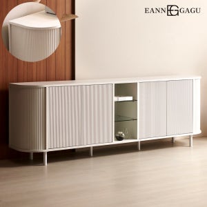 밀라노 2100 크림화이트 2선반 라운드 템바보드 높은거실장 티비다이 tv선반