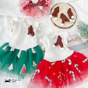 홀리데이 튜튜 원피스 크리스마스 강아지옷