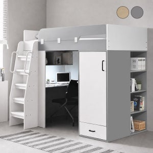 e스마트 퓨어 2층 성인 책상 수납 벙커침대 프레임 옷장형 SS
