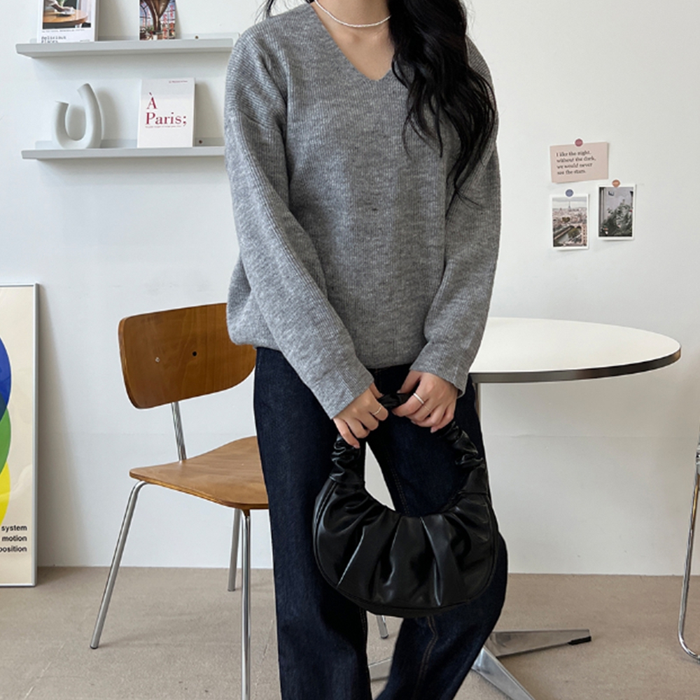 사무실 출근 상의 니트 그레이 무난한 심플한 무지