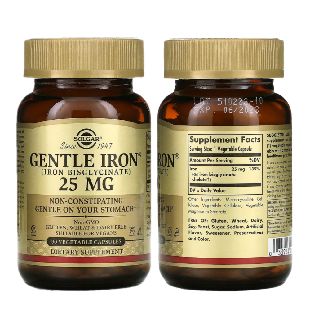 솔가 철분 젠틀 <b>아이언 25MG</b> 식물성캡슐 90정