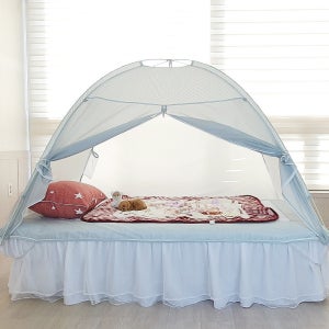 겨울 실내 원터치 난방텐트 자동 접이식 방안 거실 침대 보온 방한 1인용 싱글 소형 민트