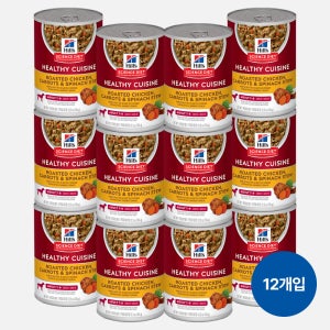 힐스 강아지사료 어덜트 헬시 퀴진 치킨 & 쌀 스튜 주식캔 354g x 12개