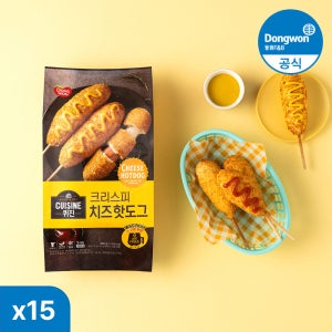 [N배송] 동원 퀴진 치즈 크리스피 핫도그, 80g, 15개