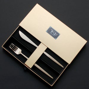 방짜유기 가온 포크 나이프 1인 세트 전통 커트러리 각인 바이어 선물 예단 기념품 답례품