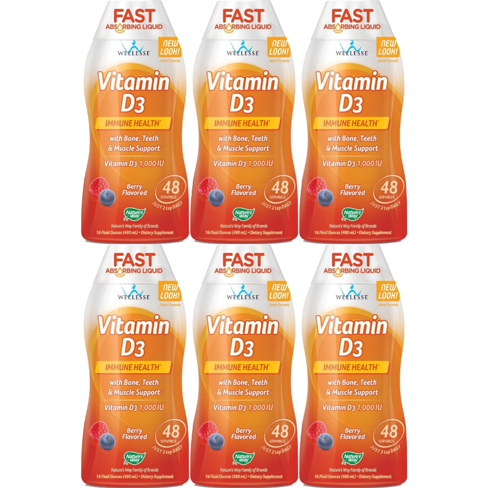 네이처스웨이 고흡수 <b>이뮨 헬스</b> 비타민 <b>D3</b> <b>25mcg</b> 액상 액체 베리맛 480ml 6팩