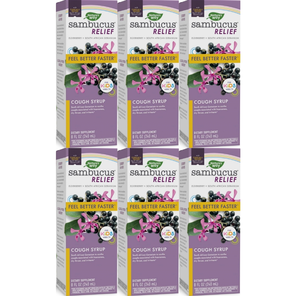 네이처스웨이 어린이 <b>키즈</b> <b>삼부커스 릴리프</b> <b>코프 시럽</b> 액상 액체 240ml 6팩