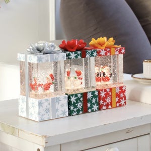 크리스마스 선물 상자 눈내리는 멜로디 오르골 스노우볼 워터볼